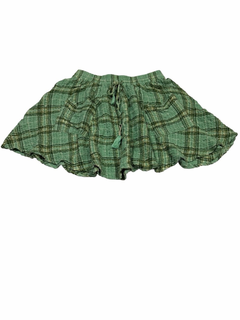 Urban Outfitters Green Plaid Tiered Skater Mini Skirt